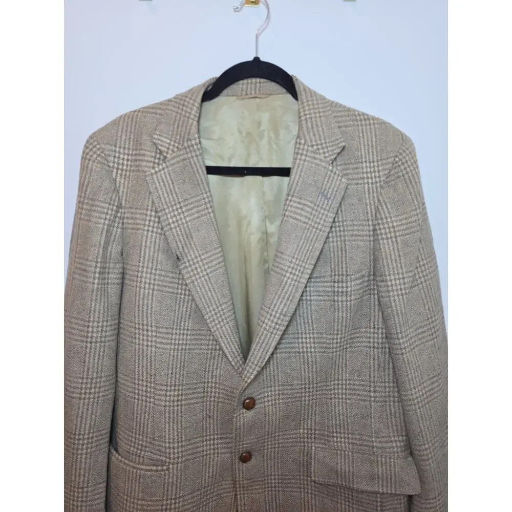 Vtg Chaps Ralph Lauren Tan Scottish Camel Hair Sport Coat Blazer 40S